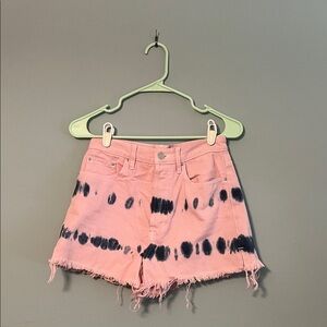 PacSun Pink and Black Tie-Dye Jean Shorts